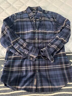 Eddie Bauer Navy Flannel Button-Down Shirt